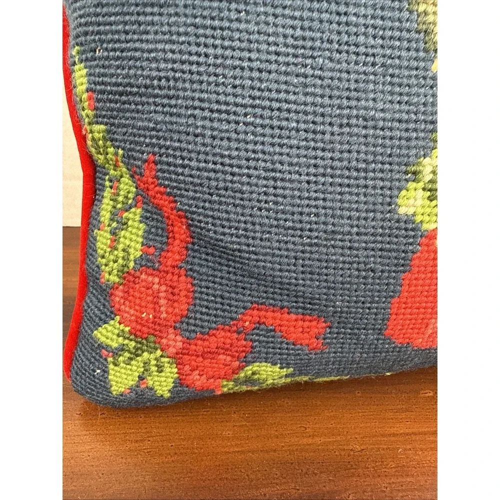 Vintage Christmas Needlepoint Tapestry Old World Santa‎ Pillow 12x12